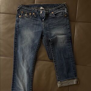 True Religion Dark Blue Cropped Jeans